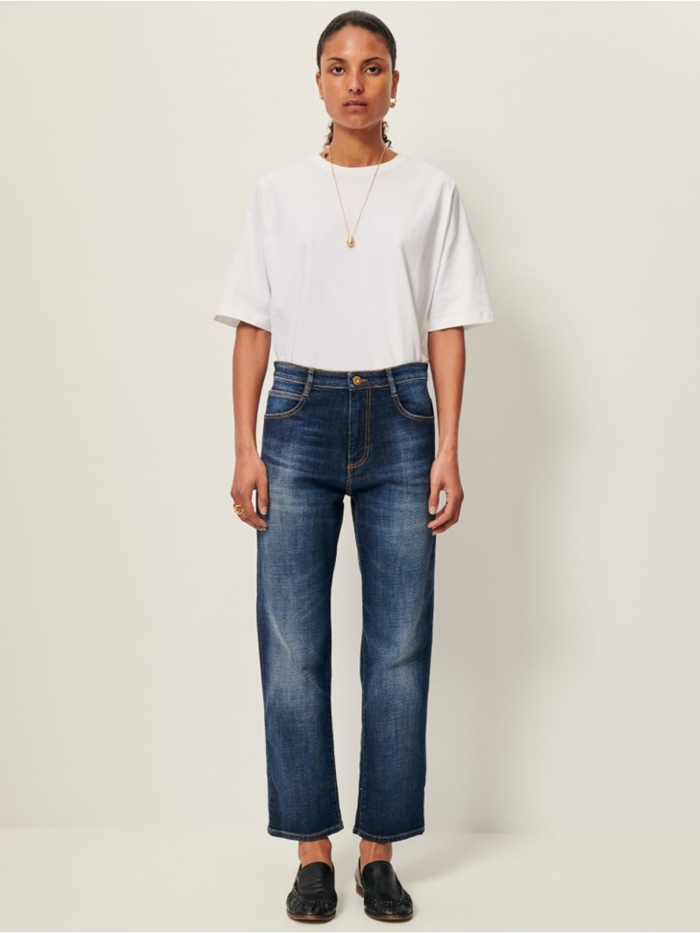 Season Blue Marino Jeans Everyday Mid-Rise Straight Leg Jeans in Dark Indigo 40